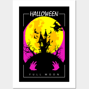 Halloween Full Moon Posters and Art